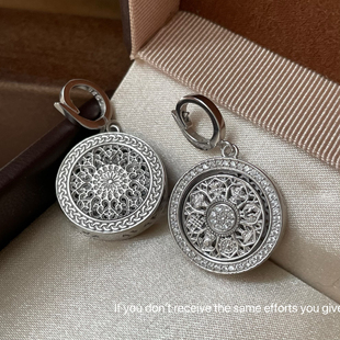 S925纯银镶钻万能扣八宝罗盘可旋转吊坠女简约设计个性 小众气质