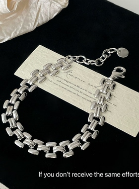 S925纯银手表带链条手链百搭简约小众设计ins高级感轻奢时尚