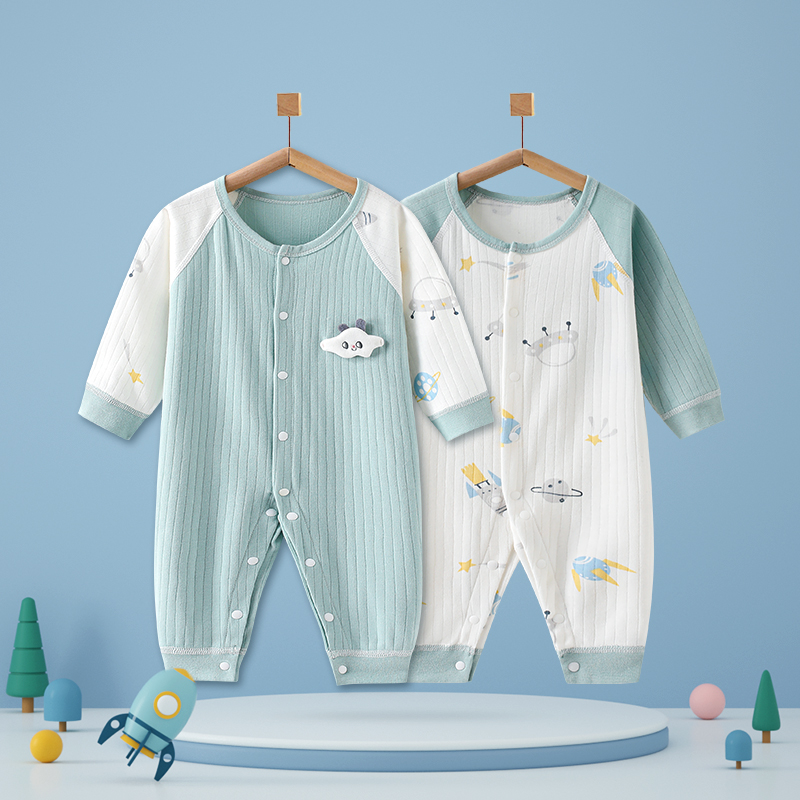 彩婴房A类纯棉连体衣春秋款