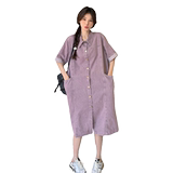 大货已出款号6110紫色牛仔连衣裙P125K178，女装连衣裙，2D043