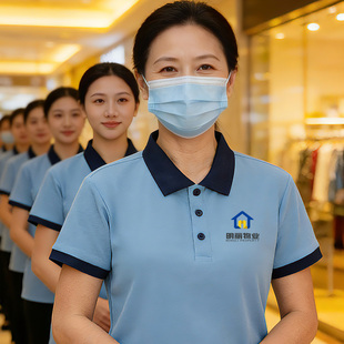 夏季工作服短袖T恤定制保洁酒店客房物业家政清洁阿姨户外工装