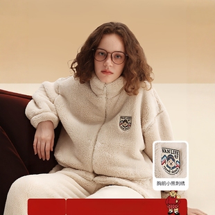 TennieWennie小熊睡衣女款冬季2025新款男女加厚保暖绒情侣家居服
