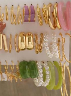 earrings women Earring set 金属麻花链条耳饰套装耳圈 耳环女