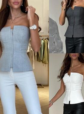 Spring/Summer New One line Neck Slim Fit Top