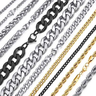 Stainless Steel Chain Necklace for Men Women Curb Cuban Link