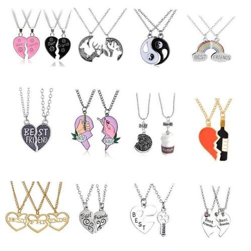 Couple Pendant Necklace 2Pcs Friendship Jewelry for ladies
