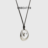 银色豆豆爱心吊坠黑绳项链女简约小众设计高级感可调节长款 毛衣链