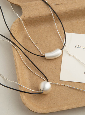 银色茄子流苏吊坠项链女锁骨链