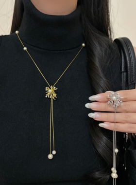 unbeaten韩系烟花珍珠毛衣链女