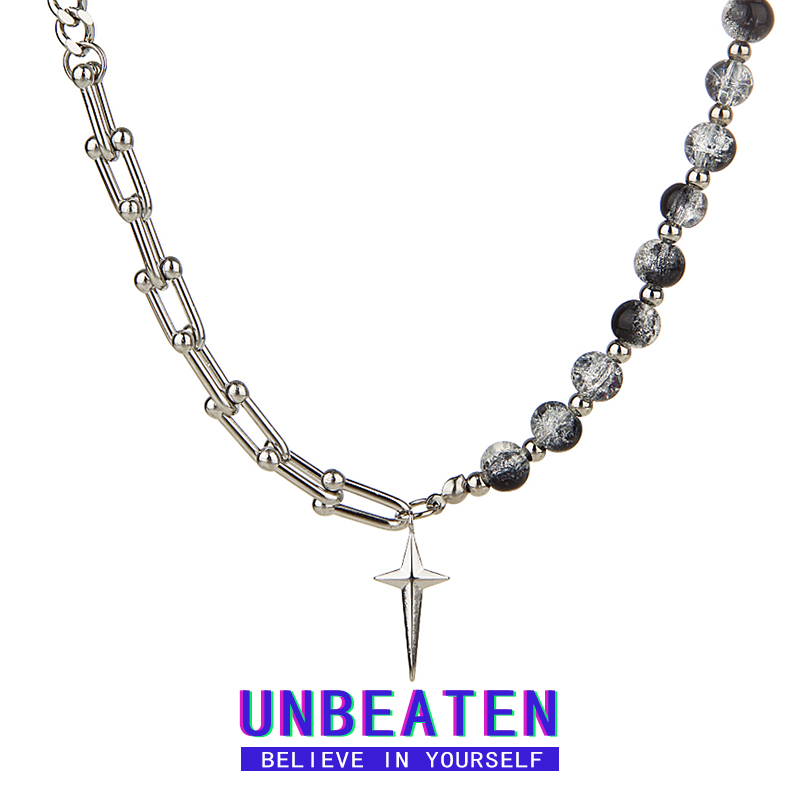 小众高级感四芒星冰裂珠拼接项链