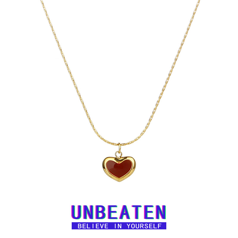 UNBEATEN红色爱心钛钢项链女轻奢小众高级感锁骨颈链配饰2025新款,饰品/流行首饰/时尚饰品新,项链,淘宝优惠券,粉丝福利购,淘宝优惠卷