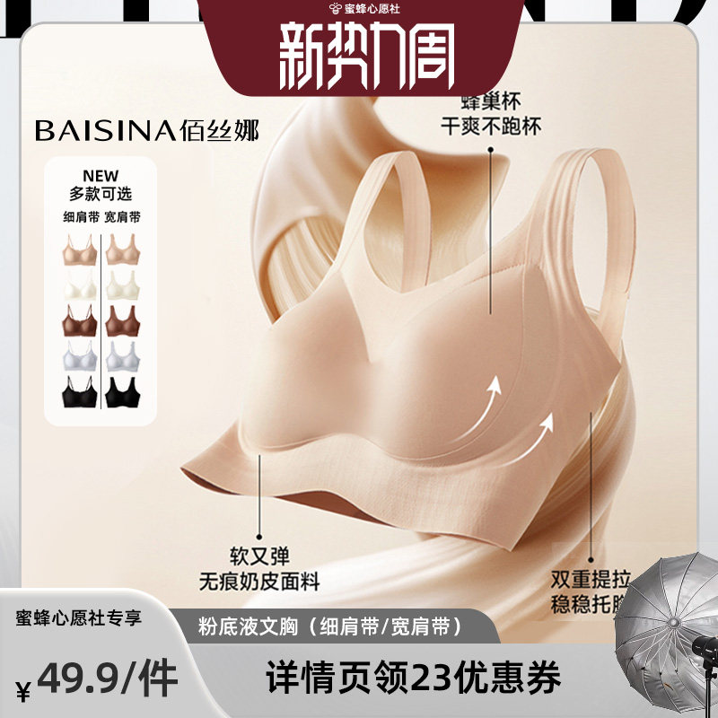 【蜜蜂心愿社】佰丝娜隐形粉底液内衣文胸（细肩带/宽肩带）图片