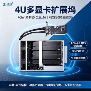 速桥8654转PCI-E转接卡1转5 PCIE4.0 X16显卡服务器GPU底板扩展坞