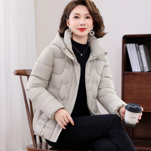中老年时尚 2025新款 轻薄保暖显年轻棉衣外套 连帽棉服女短款 妈妈装