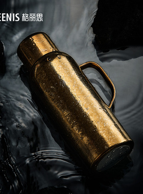格丽思GREENIS鎏金纯钛传家壶保温壶泡焖茶壶传世壶机械测温900ml