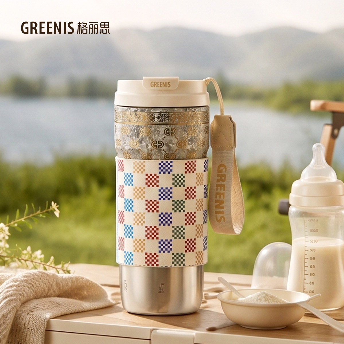 格丽思GREENIS纯钛便携式电热烧水杯保温加热水杯婴儿冲奶外出
