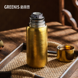 格丽思GREENIS纯钛保温杯男款焖泡茶水杯高档双层外出送礼盒高端