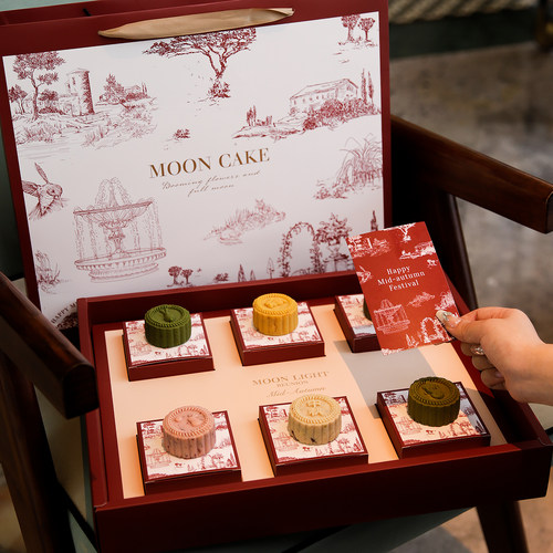 新款中秋月饼盒现货6/8粒中秋月饼包装礼盒空盒冰皮原创定制logo