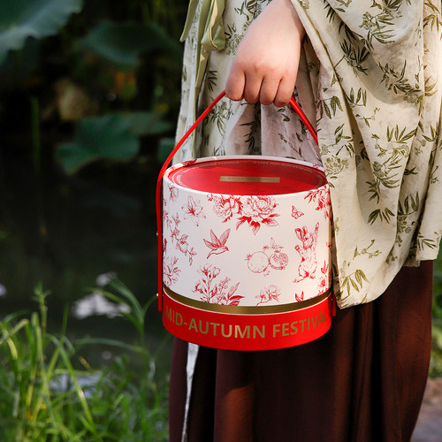 2025新款中秋流心月饼抱抱桶礼盒高档送人包装盒手提礼品盒子空盒