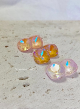 2颗装 Youleenail美甲肥方摩卡荧光尖底钻10mm彩色高品质k9方形钻