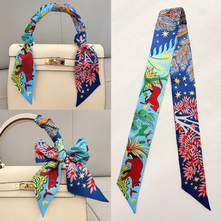 真丝飘带绑包包丝巾斜纹绸桑蚕丝细窄小长条手袋手柄缠包带丝带