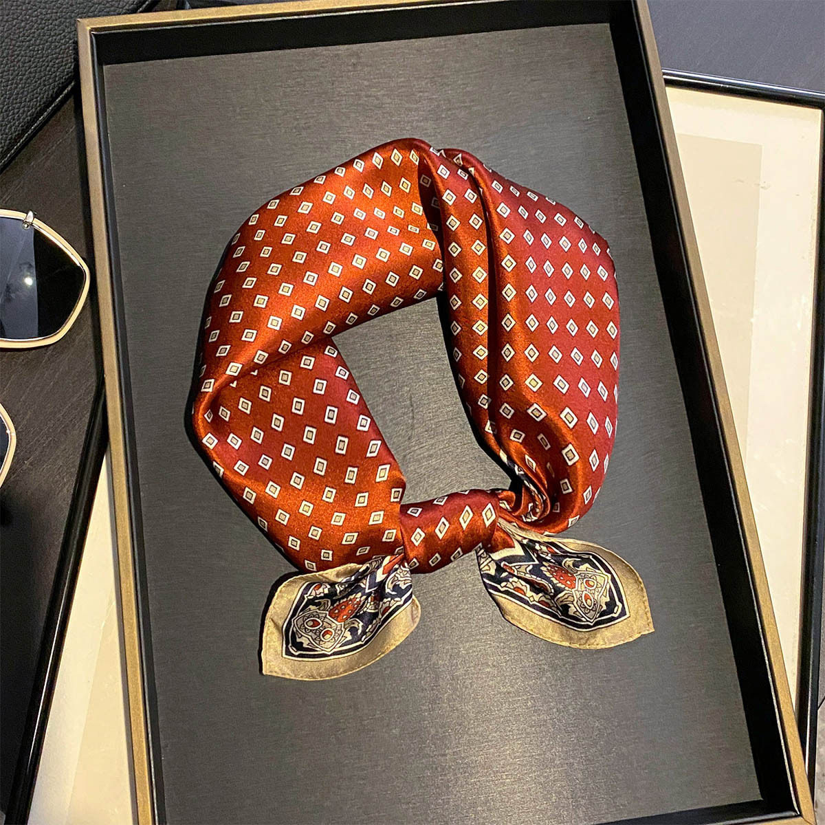 韩国百搭春夏拼色100%桑蚕丝丝巾职业装饰领巾真丝围巾53cm小方巾