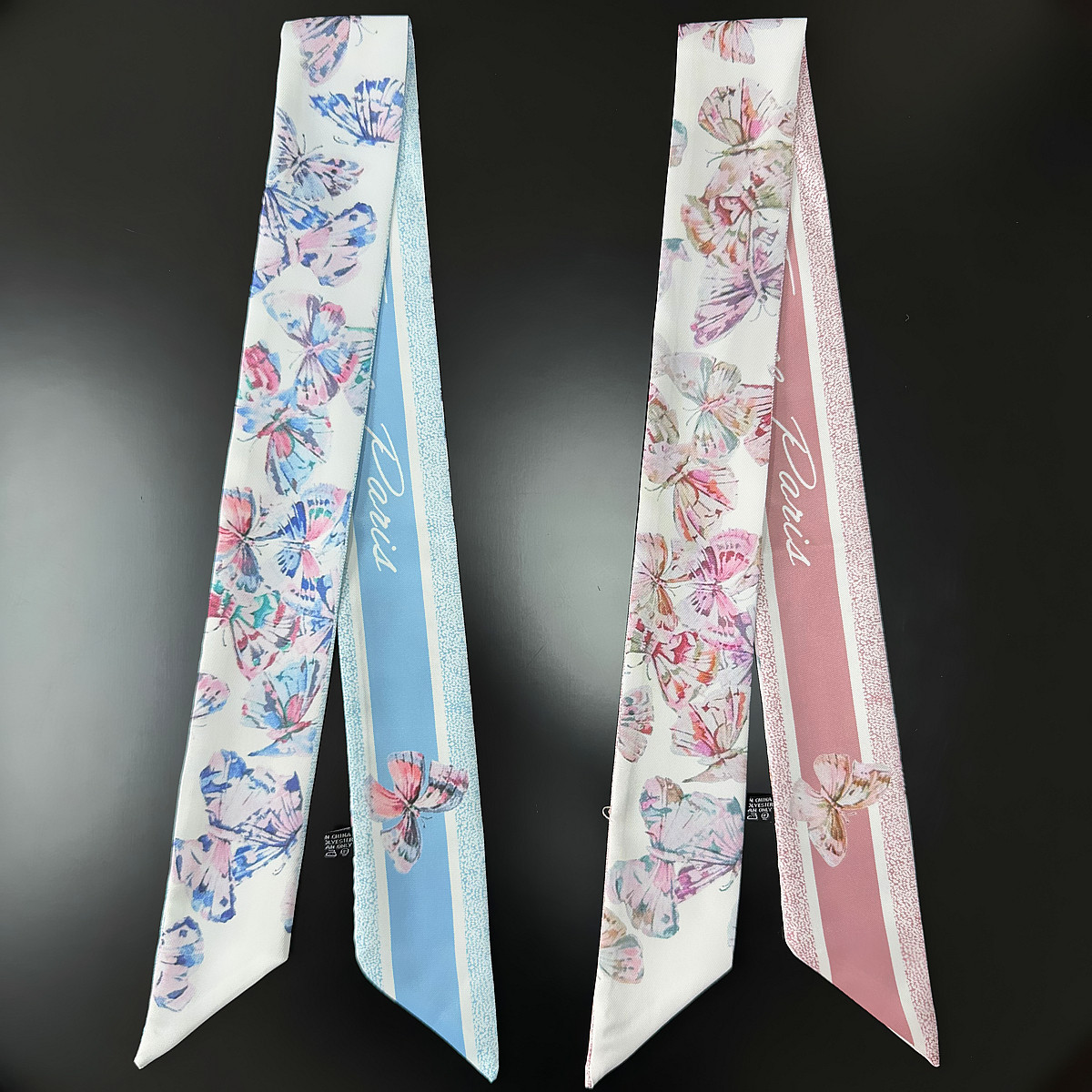 高级感印花字母小丝巾仿真丝飘带绑包包手柄丝巾装饰手提包带配饰