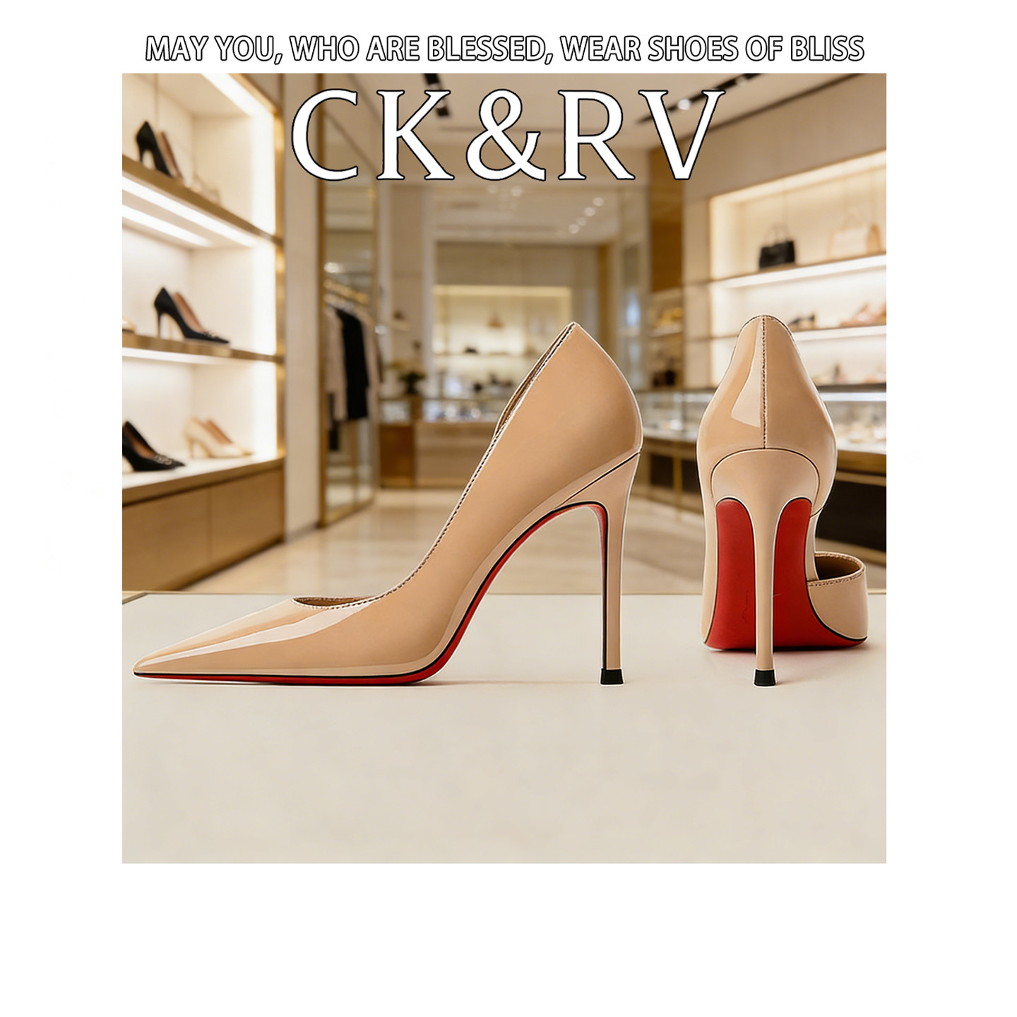 黑色裸色高跟鞋女新款春夏尖头细跟侧空漆皮气质名媛职业女单鞋