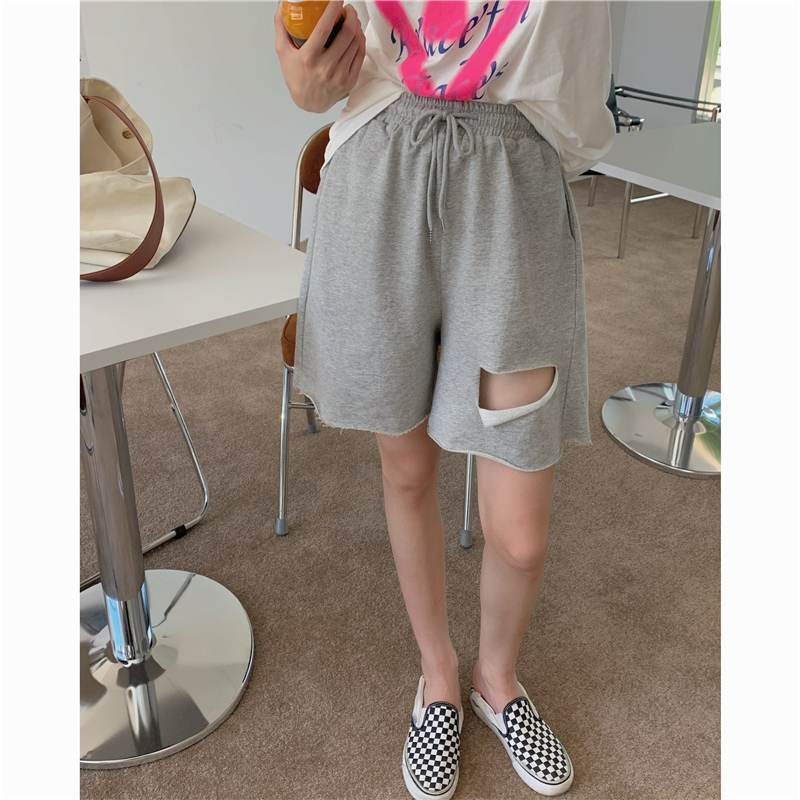 Real shot real price summer Korean loose and thin elastic drawstring sports shorts