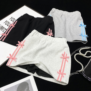 CCA自制纯欲甜妹少女蝴蝶结条纹半身裙防走光运动短裙高腰包臀裙