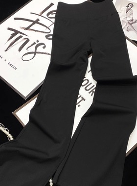 CCA自制辣妹风黑色高腰瑜伽微喇裤性感辣妹蜜桃臀拖地喇叭裤长裤