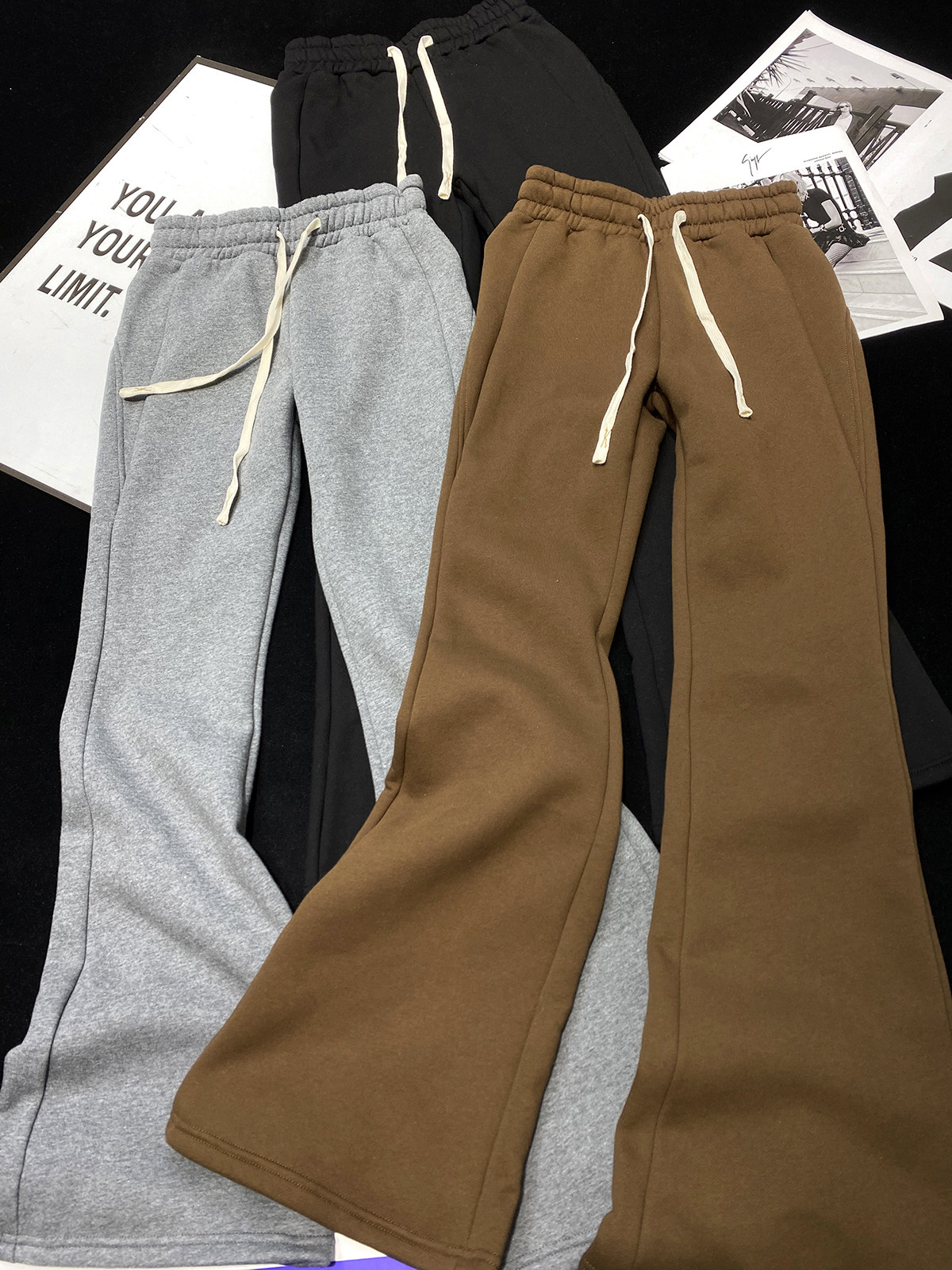 CCA自制辣妹秋冬加绒微喇卫裤保暖加厚运动裤喇叭裤修身抓绒长裤,女装/女士精品,休闲裤,淘宝优惠券,粉丝福利购,淘宝优惠卷