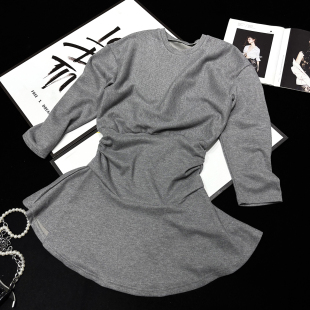 新品 拼接包臀连衣裙2026春季 裙子女 圆领长袖 CCA自制小众设计师款