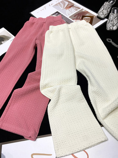 CCA自制高街纯欲风秋冬加厚针织奶奶裤 女 压棉提花高腰微喇休闲裤