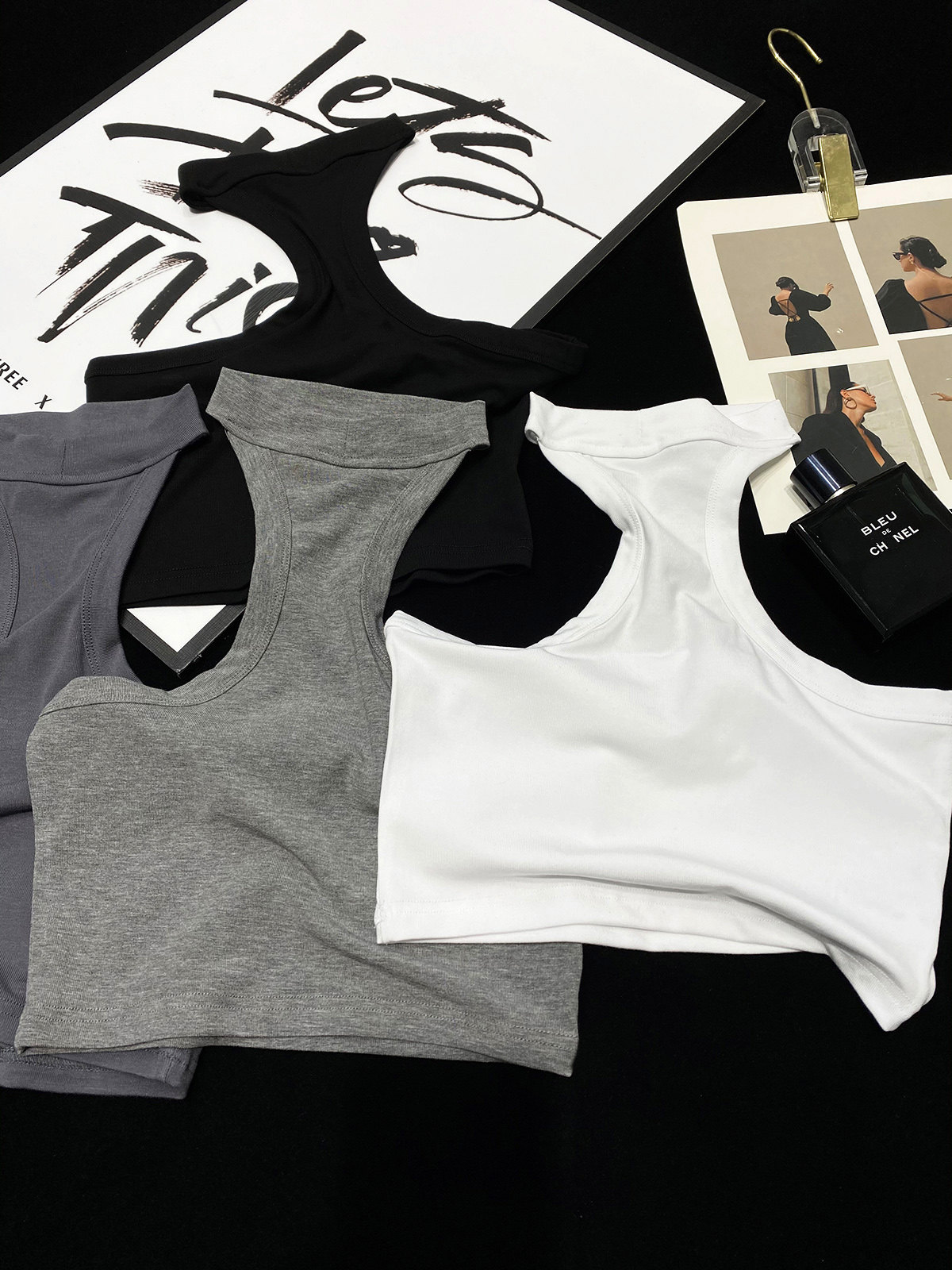 cca自制辣妹风纯欲系性感挂脖抹胸工字背心纯色内搭裹胸吊带衫女