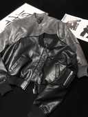 CCA自制辣妹夹棉飞行员皮衣夹克外套哑光PU皮短款 加厚MA1棒球服女