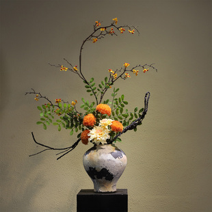 宋代美学陶瓷花瓶禅意摆件新中式民宿酒店设计师高级法式侘寂装饰