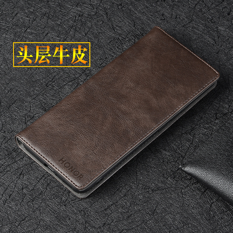 适用华为荣耀magic7pro手机壳新款真皮镜头全包防摔外壳 荣耀magic7保护套翻盖皮套商务牛皮手机套男款女款