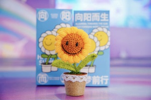 向阳而生罕见病友纯手工钩织品向日葵义卖工艺摆件太阳花盆栽