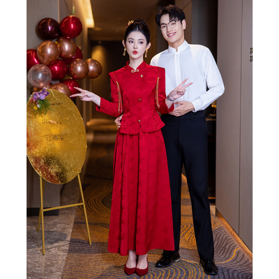 婚礼旗袍敬酒服高端大气秋冬新款