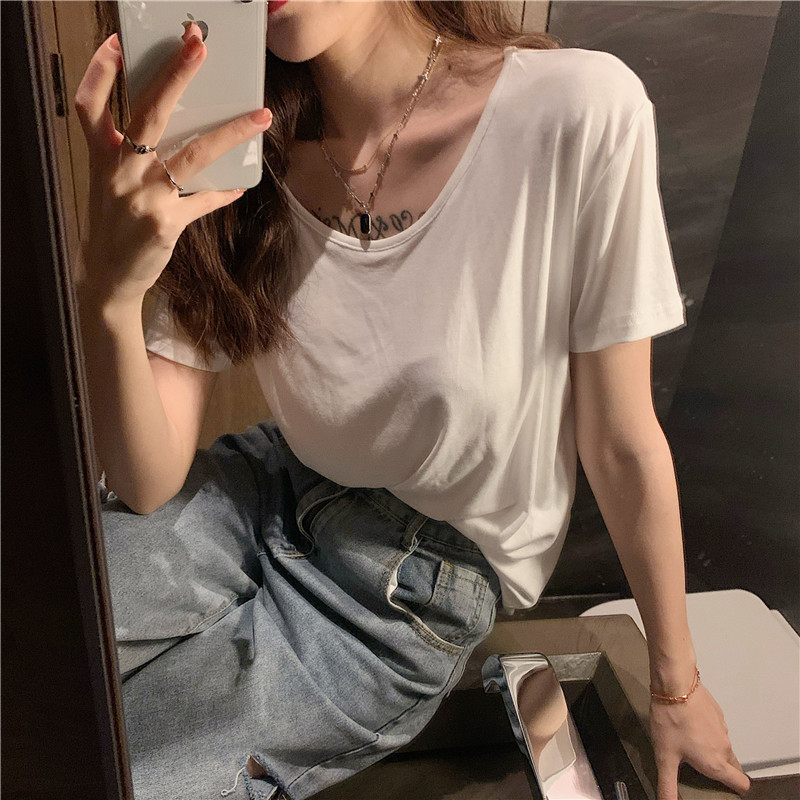 實拍短袖恤女夏學生寬鬆顯瘦半袖上衣服