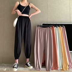 New elastic high waisted leisure sports student's nine point legged lantern pants