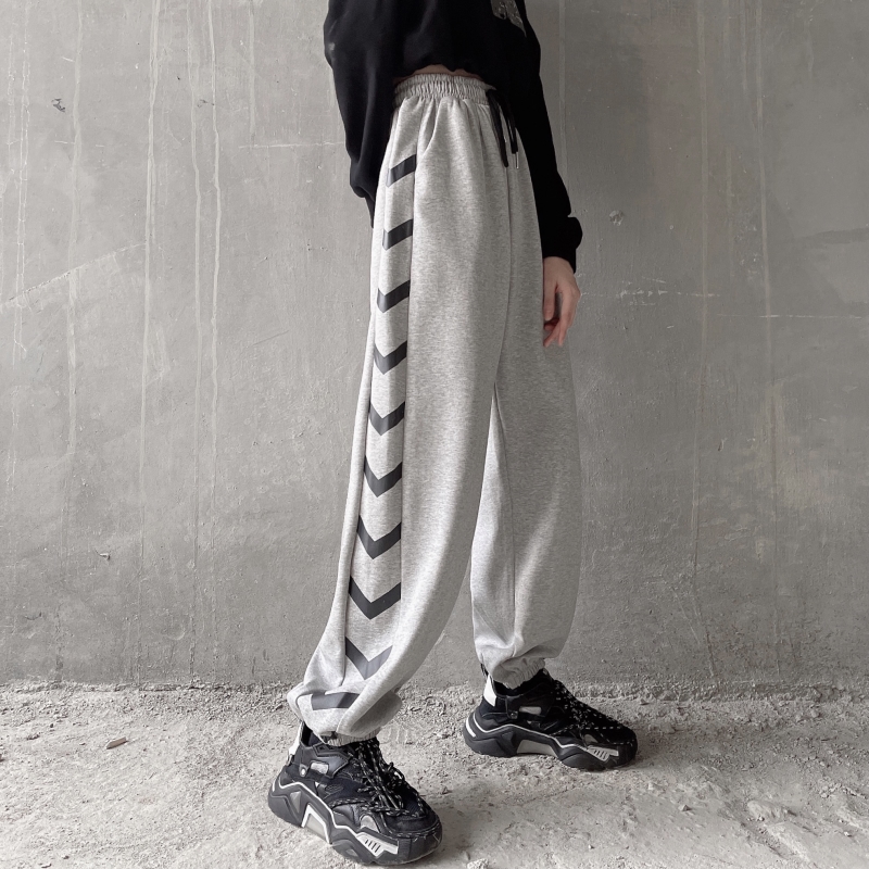 Real shot of spring and summer sports pants legged high waist Harem Pants casual pants female
