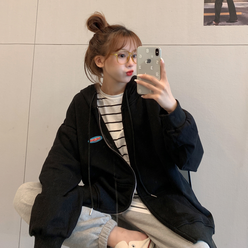 2021 spring real shot real price thin sweater women's hooded zipper cardigan