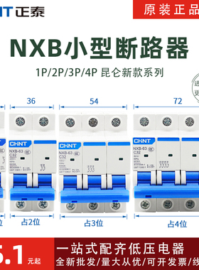 正泰小型断路器空气开关NXB-63家用1P2P工业3P4P16A25A32A63A总闸