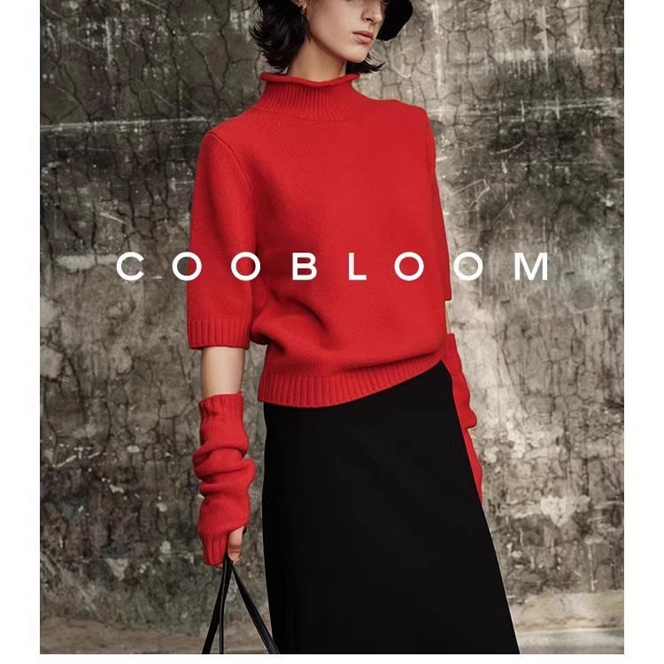 100%羊毛高领套头毛衣针织衫