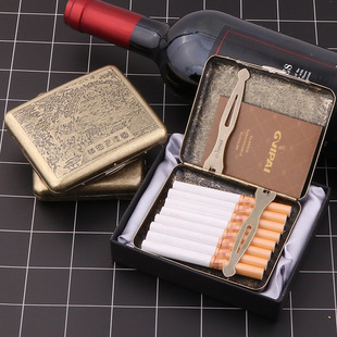 铜质烟盒复古怀旧20只装 金属男女香烟盒个性 超薄烟夹 翻盖便携老式