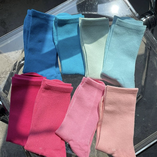 全世界 燕麦拿铁奶油吐司纯色多巴胺袜子女中筒 彩色都在这里了