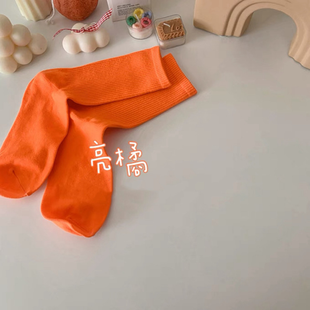 橘子气泡！夏日气息！简约而不简单的亮色元素！橘色亮橘橙色袜子