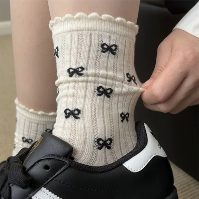 硬控我10秒公主风蝴蝶结wa子~i like！BM风+复古风+洛丽塔 堆堆袜